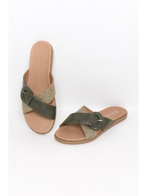 Cleo Khaki Crossover Slide